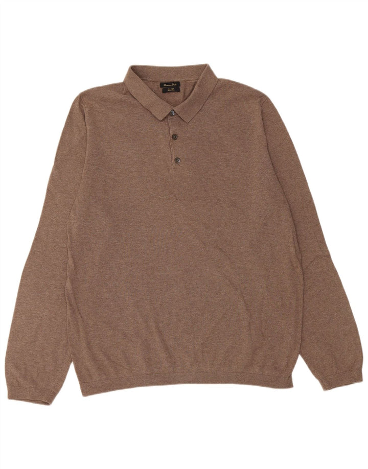 Męski sweter polo Massimo Dutti, duży, brązowy