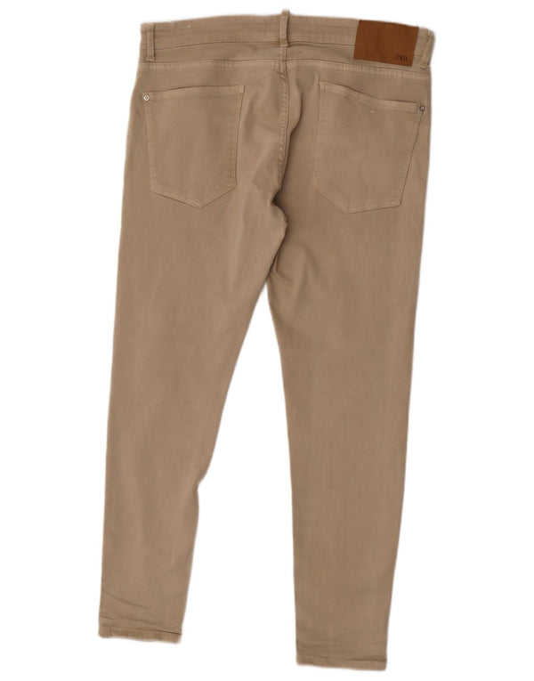 Męskie jeansy obcisłe z niskim stanem Zara EU 46 XL W36 L28 Beżowa bawełna