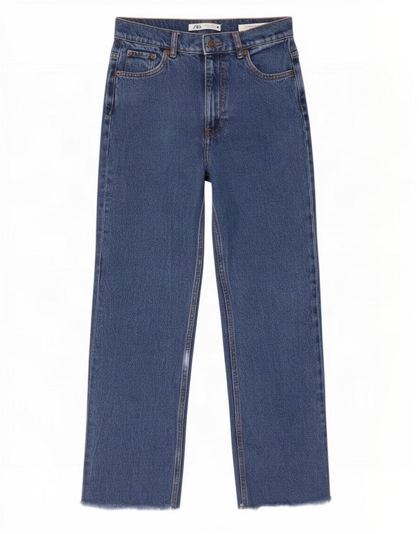 Zara Womens Straight Jeans EU 34 2XS W24 L28 Blue Cotton