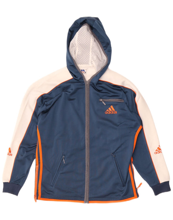 Chłopięca bluza dresowa z kapturem Adidas 13-14 lat, niebieska, z blokami kolorów