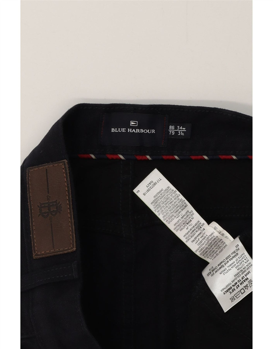 Męskie proste spodnie codzienne BLUE HARBOR W34 L29 Granatowa bawełna