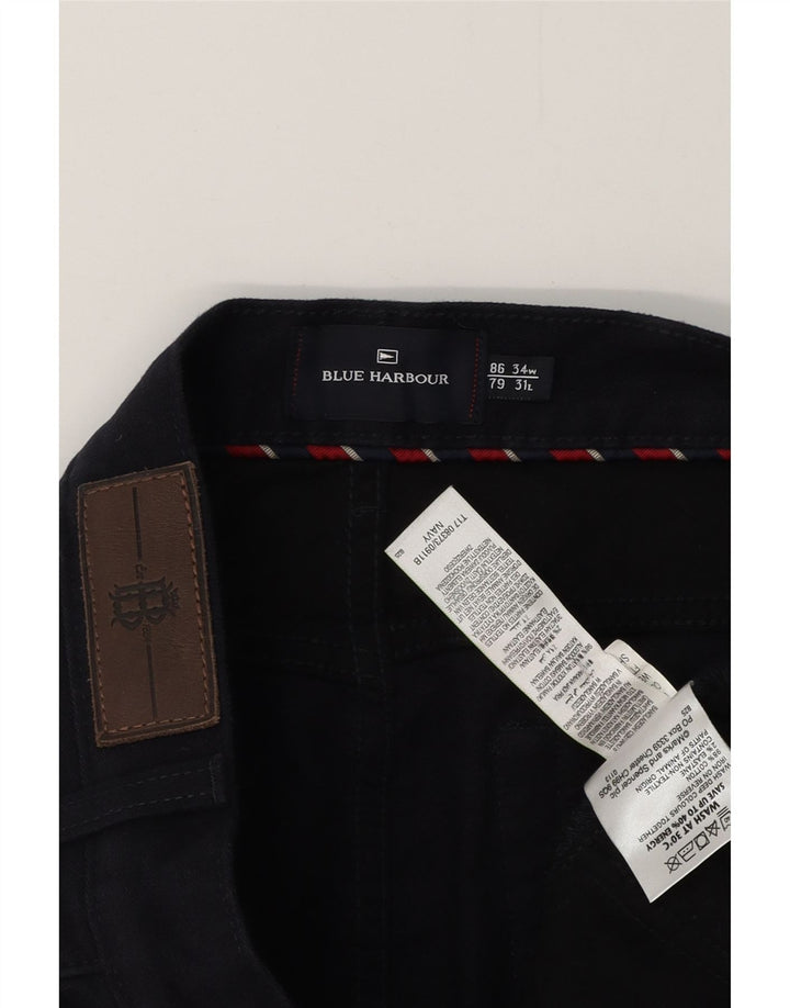Męskie proste spodnie codzienne BLUE HARBOR W34 L29 Granatowa bawełna
