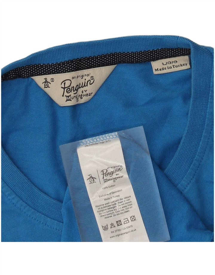 T-shirt męski Penguin, duży, niebieski, bawełniany
