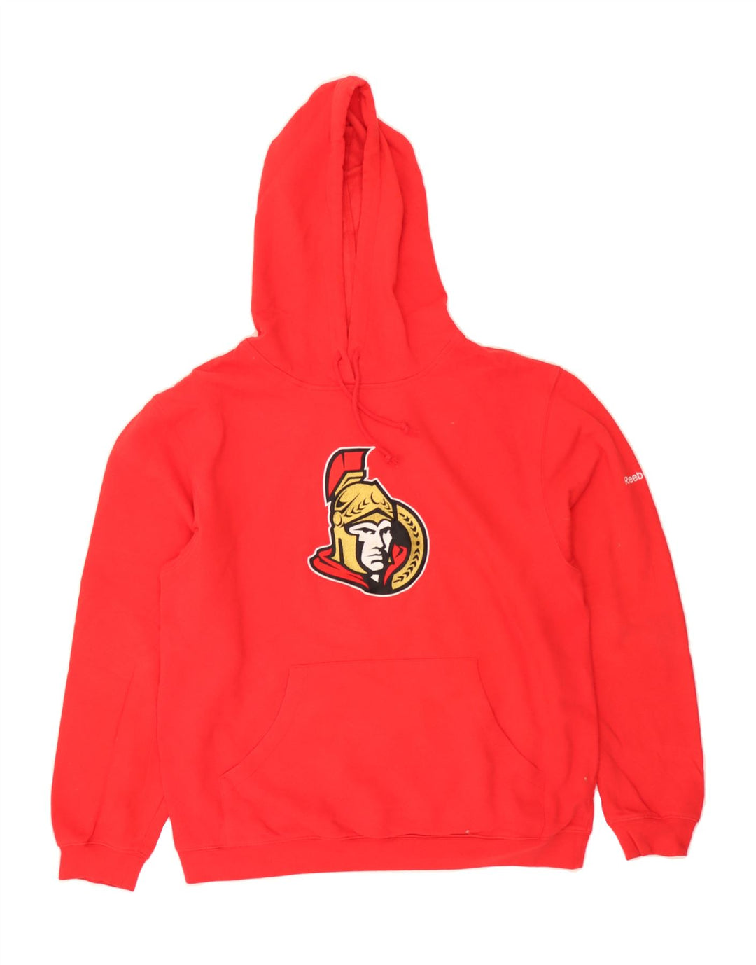 REEBOK Mens Ottawa Oversized Graphic Hoodie Jumper Medium Red Cotton Vintage Reebok and Second-Hand Reebok from Messina Hembry 