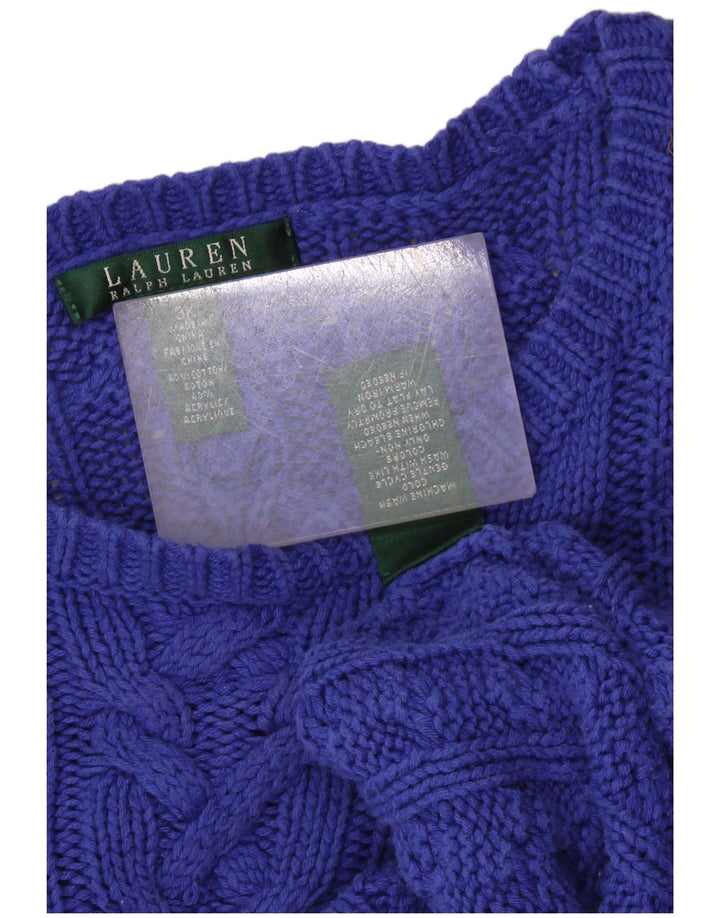 RALPH LAUREN Damski sweter z dekoltem w łódkę UK 22 3XL Niebieski, bawełniany