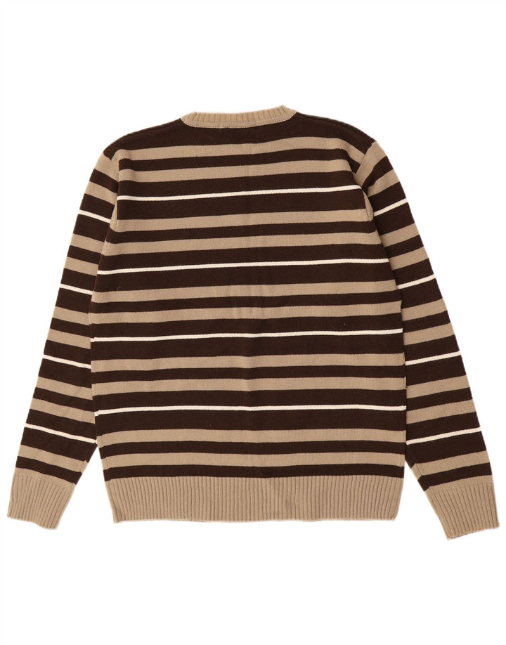 Męski sweter z wycięciem pod szyją Ben Sherman Średni brązowy akryl w paski