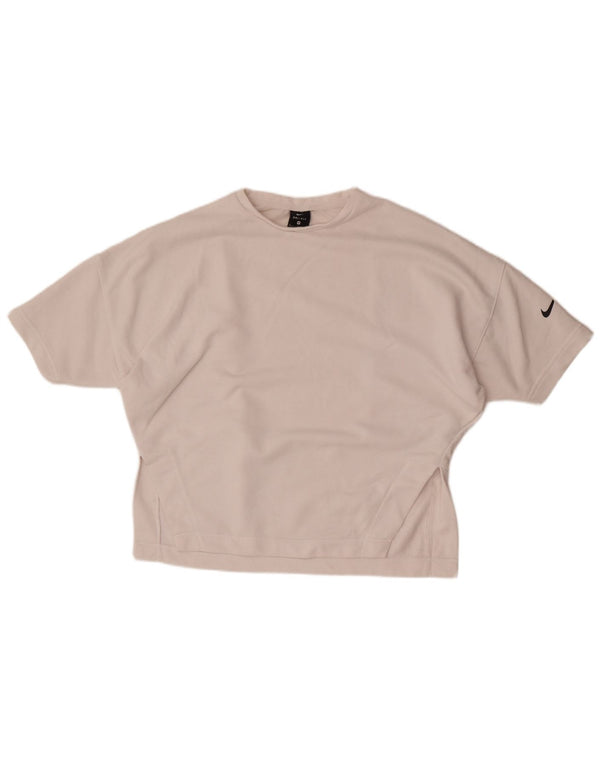 Damska koszulka oversize Nike Dri Fit UK 14, średnia biała bawełna