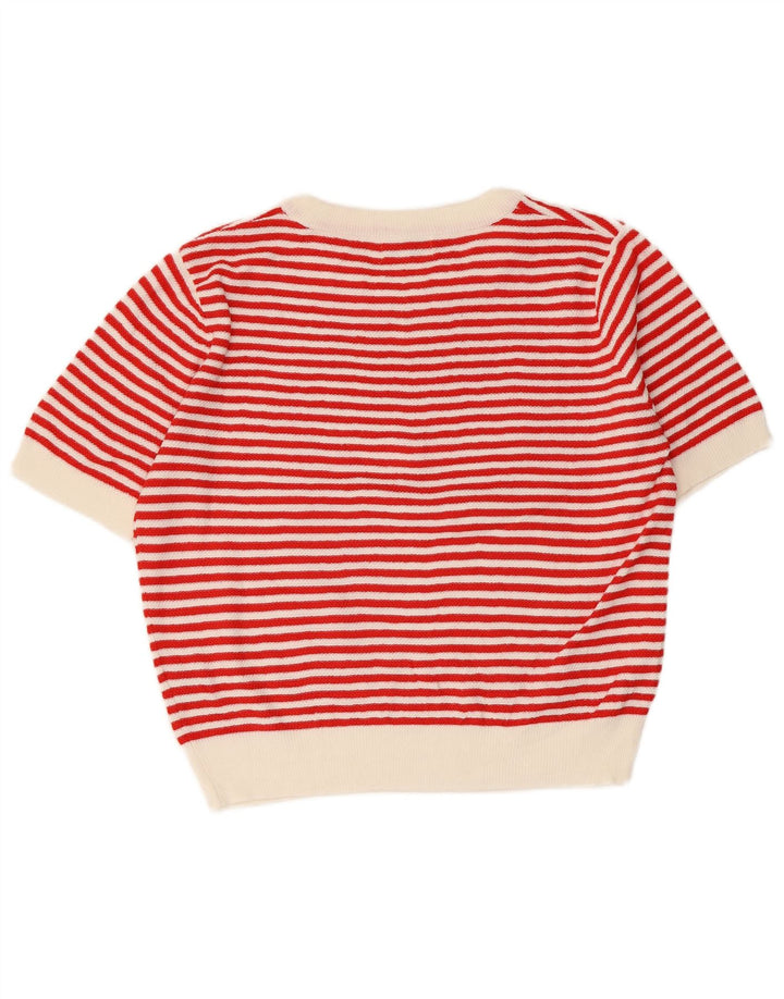 Damski sweter z okrągłym dekoltem PEPALOVES UK 14 w średnie czerwone paski