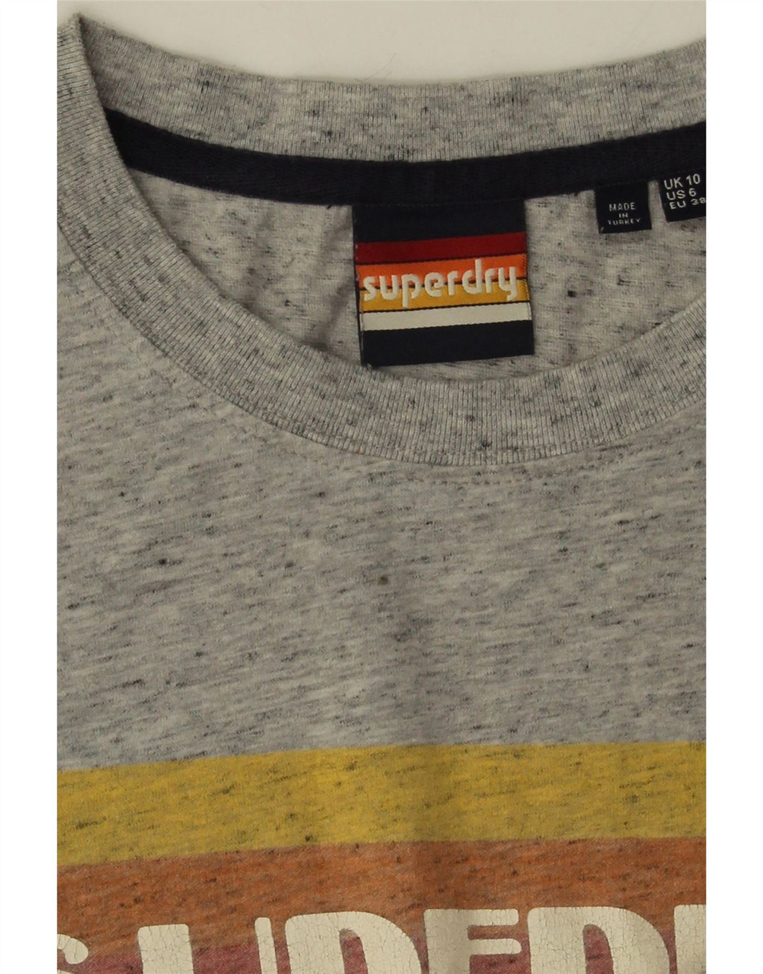 Damska koszulka oversize Superdry z grafiką Top UK 10, mała, szara, nakrapiana