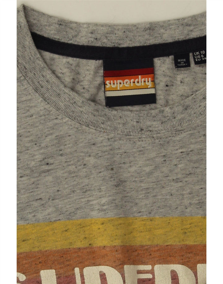 Damska koszulka oversize Superdry z grafiką Top UK 10, mała, szara, nakrapiana