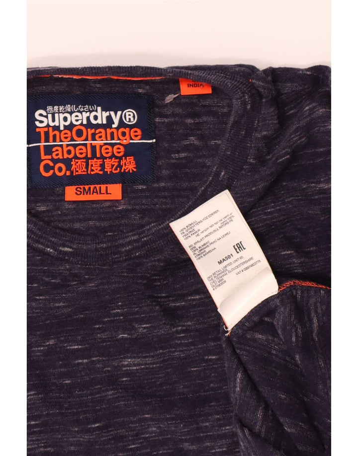 Męski top Superdry z długim rękawem, mały, granatowy, bawełniany w cętki