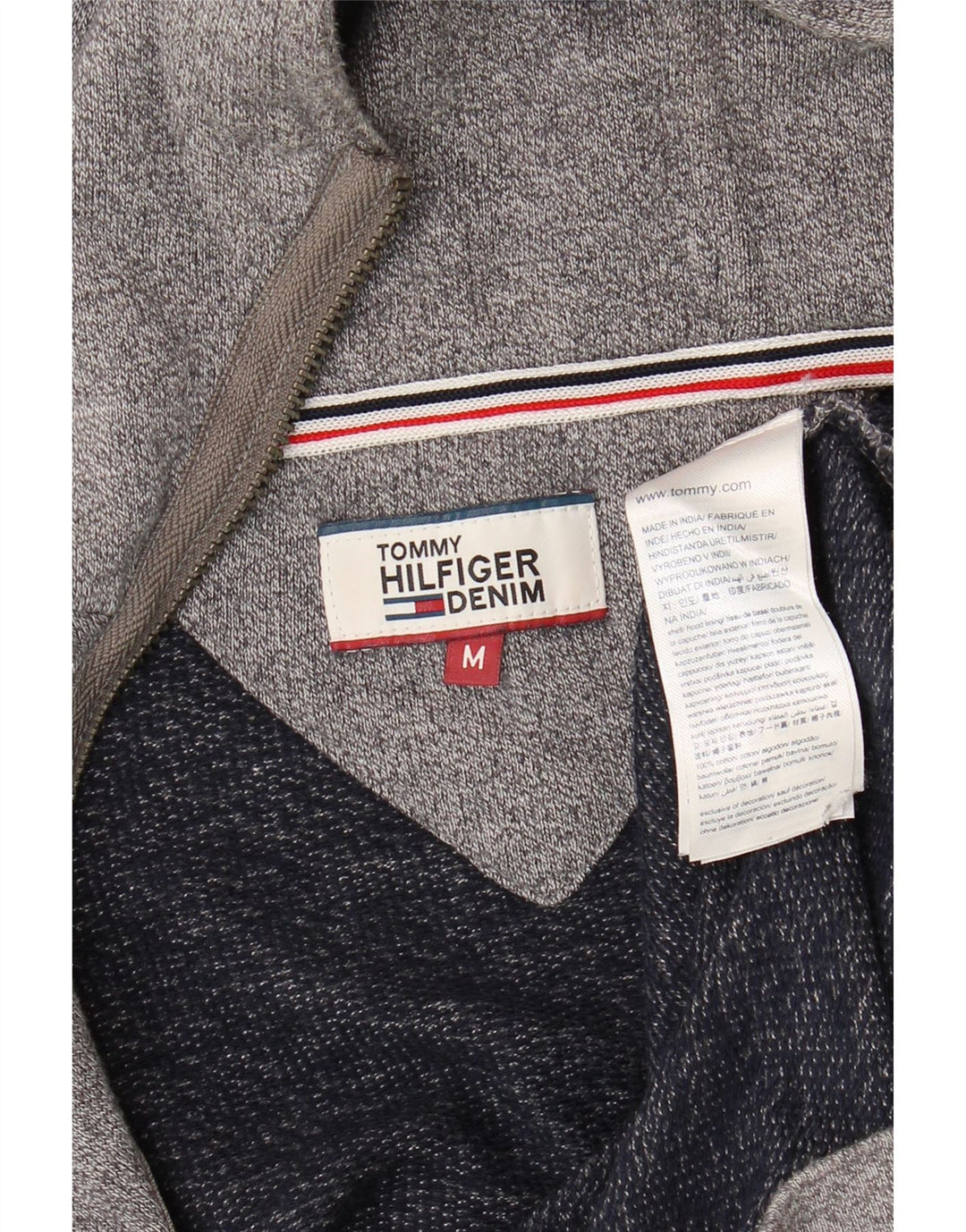 Męski sweter z kapturem Tommy Hilfiger, średnioszary, bawełniany w plamki