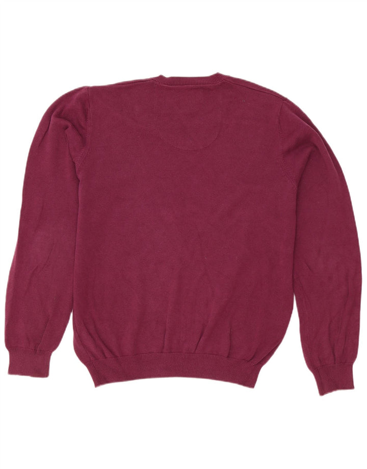 Męski sweter Marks & Spencer o regularnym kroju z dekoltem w kształcie litery V, średniofioletowy, bawełniany
