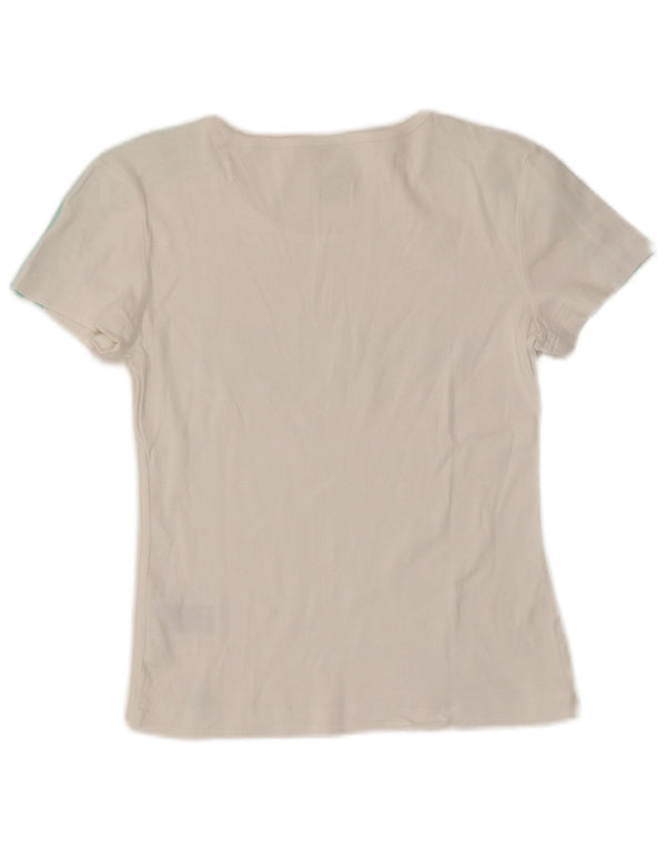 ADIDAS Womens Crop Graphic T-Shirt Top UK 10 Small White Cotton