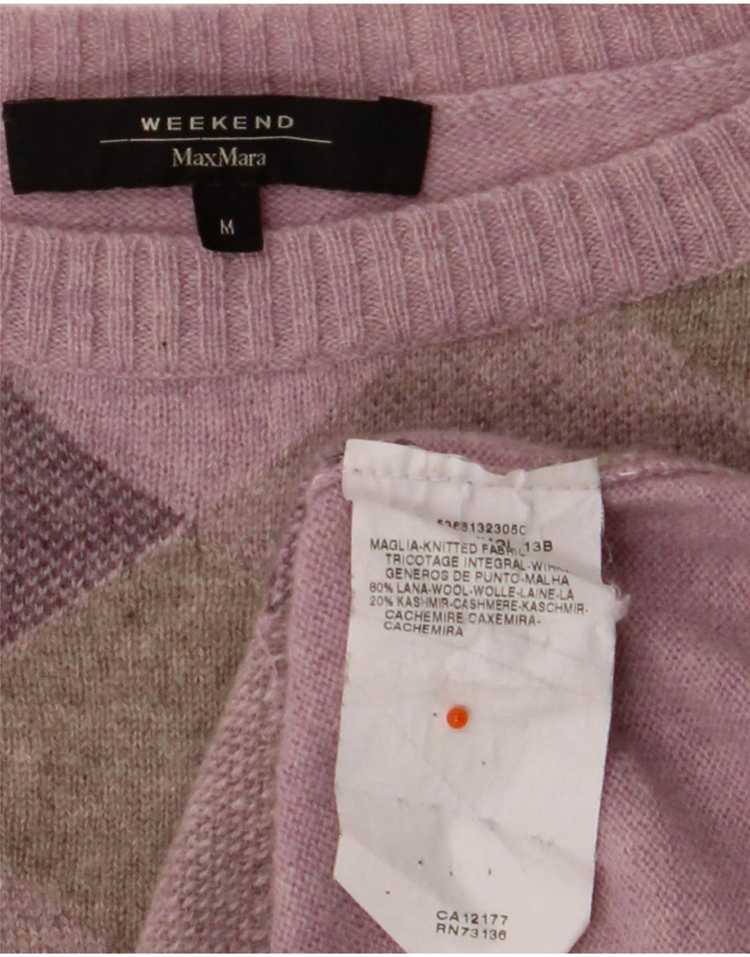 Damski sweter Max Mara Weekend z dekoltem w łódkę, UK 12, średni fiolet w kratkę