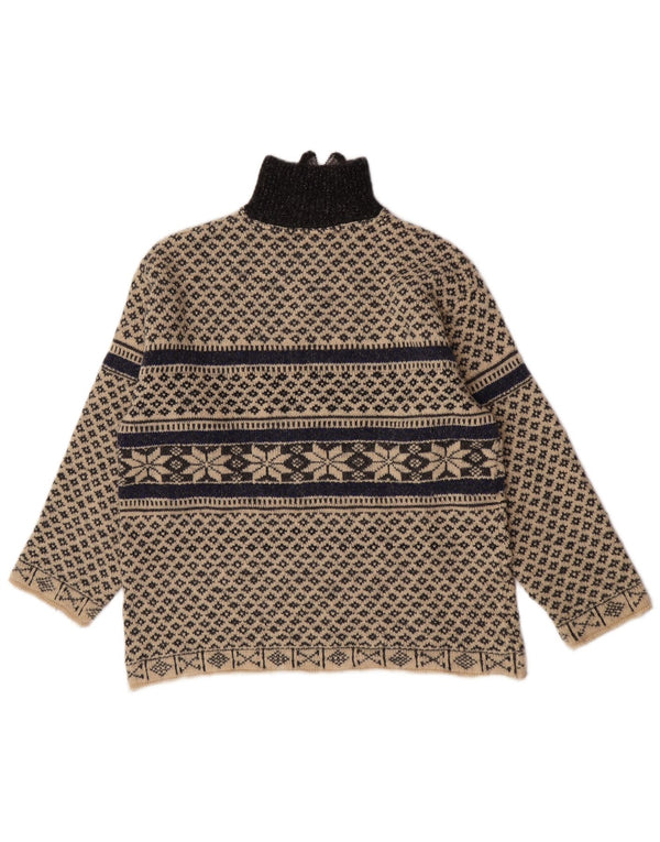 Vintage męski sweter z zamkiem błyskawicznym XL, beżowy Fair Isle