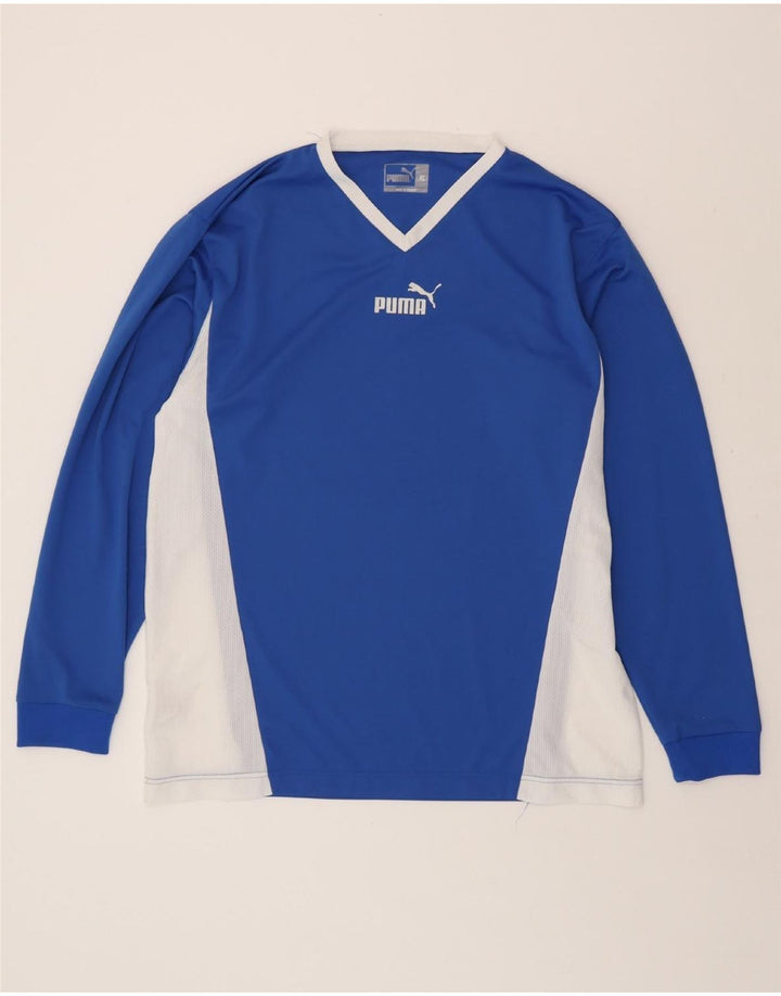 PUMA Mens Top Long Sleeve XL Blue Colourblock Polyester Vintage Puma and Second-Hand Puma from Messina Hembry 