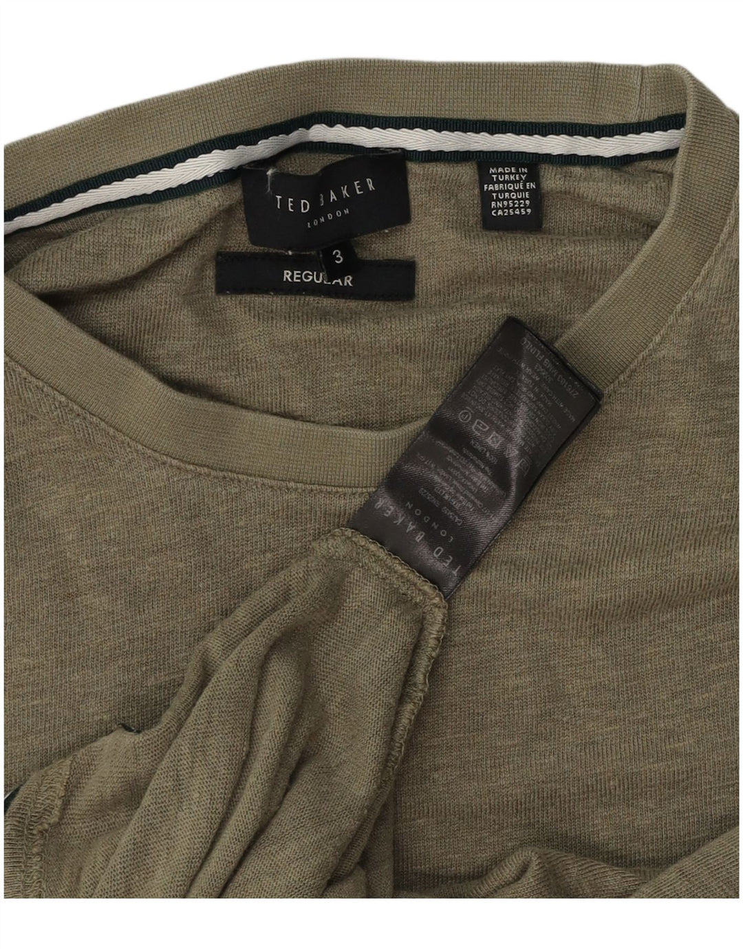 Męska koszulka Ted Baker o regularnym kroju, rozmiar 3, średnia, lniana khaki