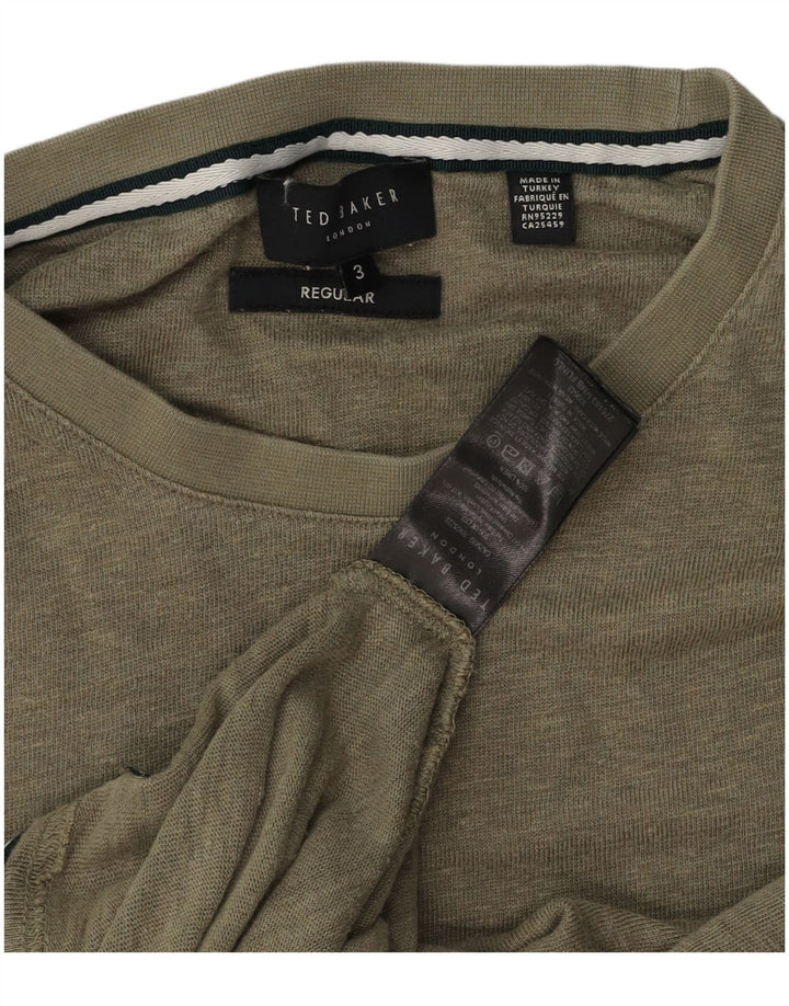 Męska koszulka Ted Baker o regularnym kroju, rozmiar 3, średnia, lniana khaki