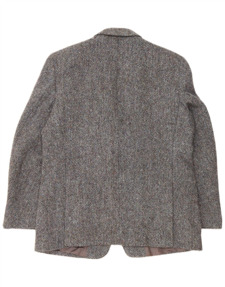 Męska marynarka zapinana na 2 guziki Harris Tweed UK 44 2XL Niebieska wełniana nakrapiana