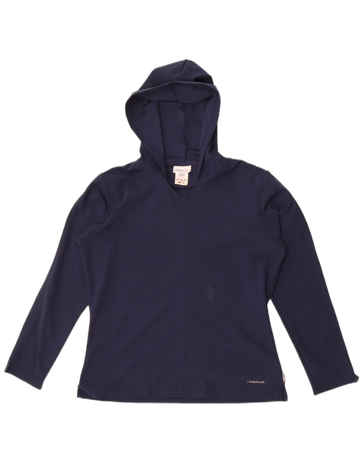 Damska koszulka Reebok z kapturem, oversize i długim rękawem, UK 10, mała, granatowa