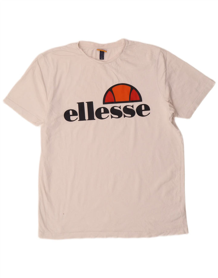 Męski T-shirt z grafiką ELLESSE, duży, biały, bawełniany
