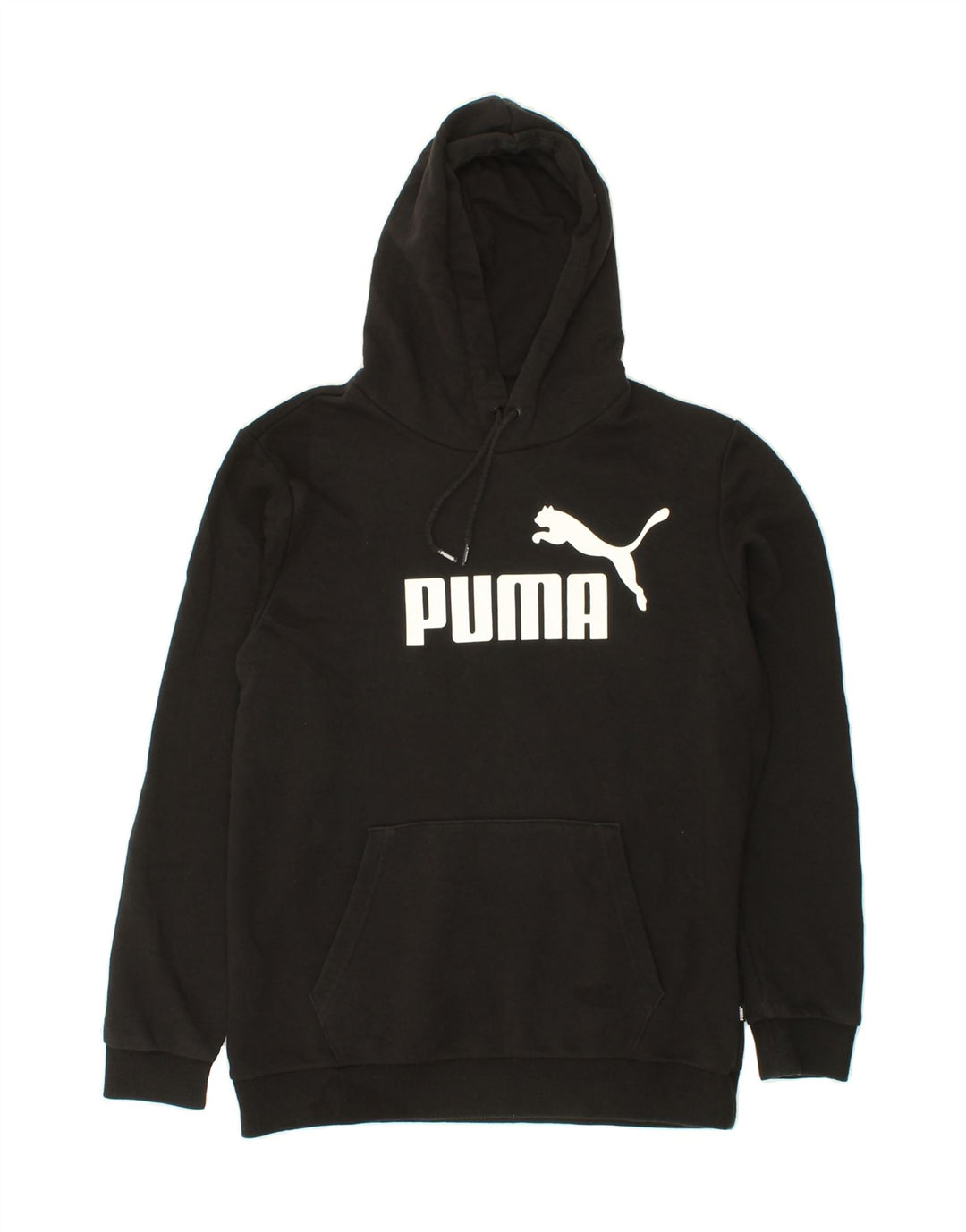 PUMA Mens Graphic Hoodie Jumper Medium Black Cotton Vintage Puma and Second-Hand Puma from Messina Hembry 