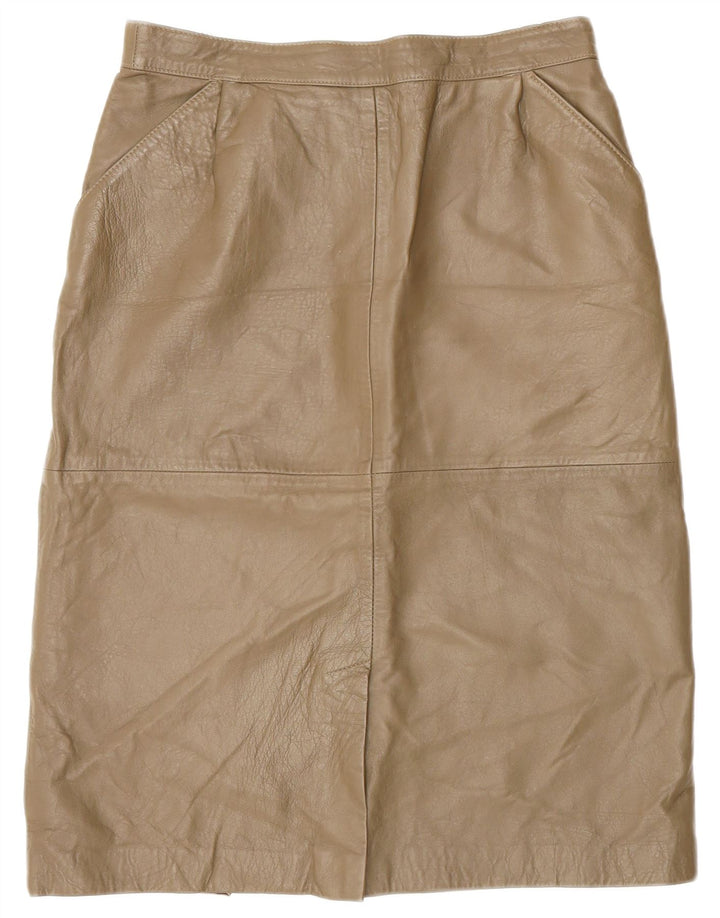 Vintage damska skórzana spódnica IT 44 Medium W28 Khaki