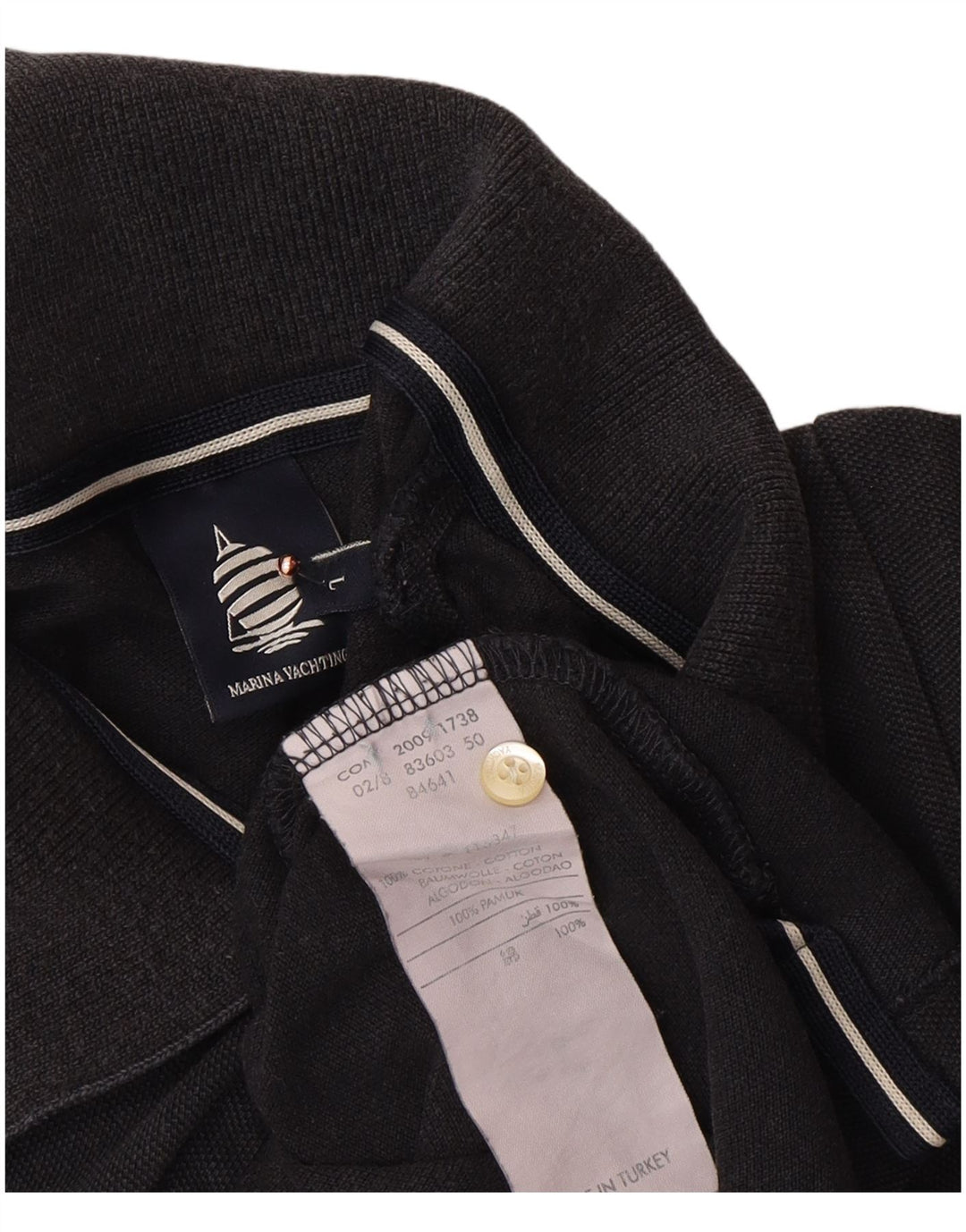 Damska koszulka polo MARINA YACHTING UK 14, duża, czarna, bawełniana