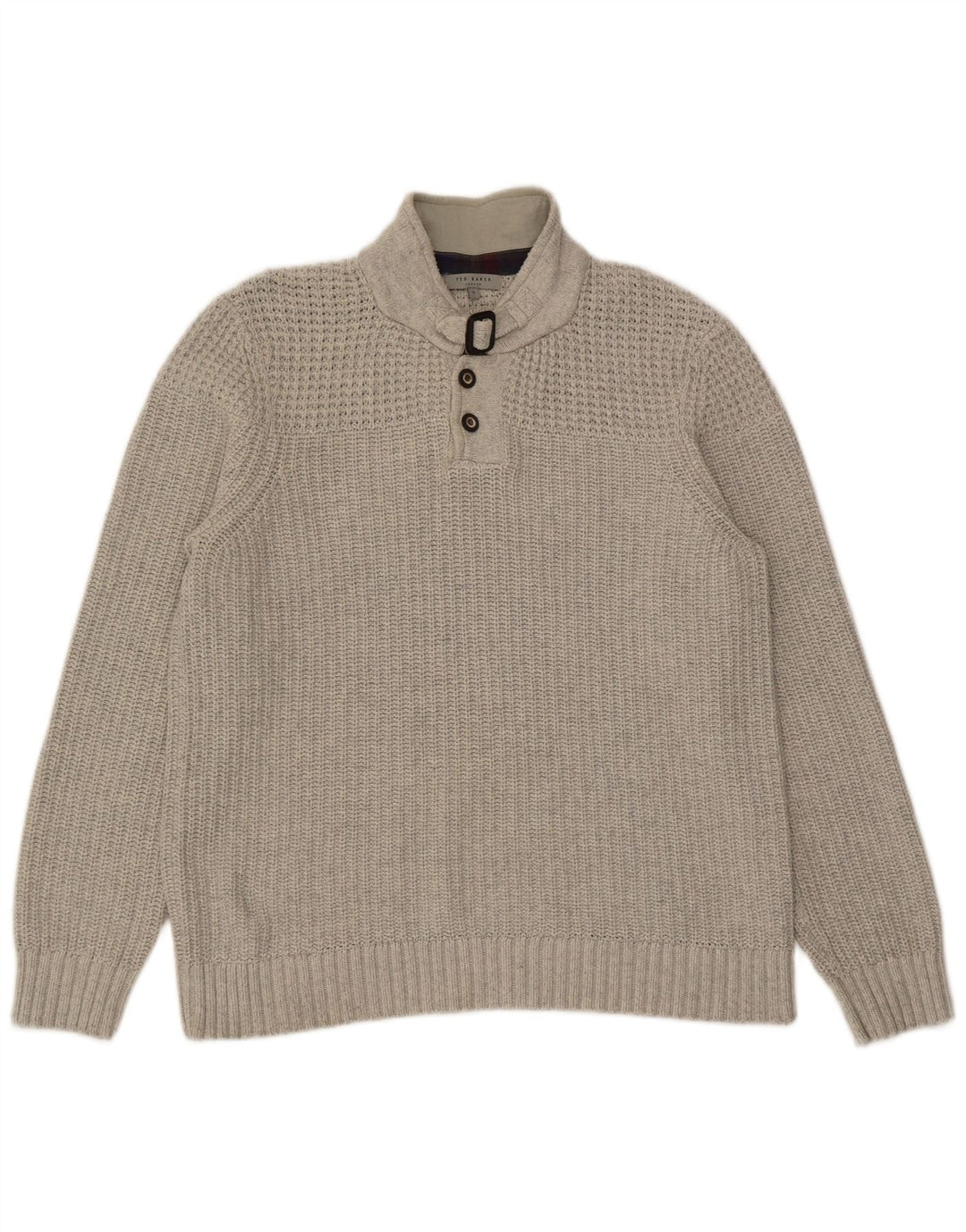 Męski sweter zapinany na guziki Ted Baker, rozmiar 4, duży, szary, bawełniany
