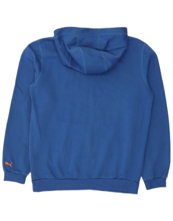 Chłopięcy sweter z kapturem Puma z grafiką 15-16 lat, niebieska bawełna