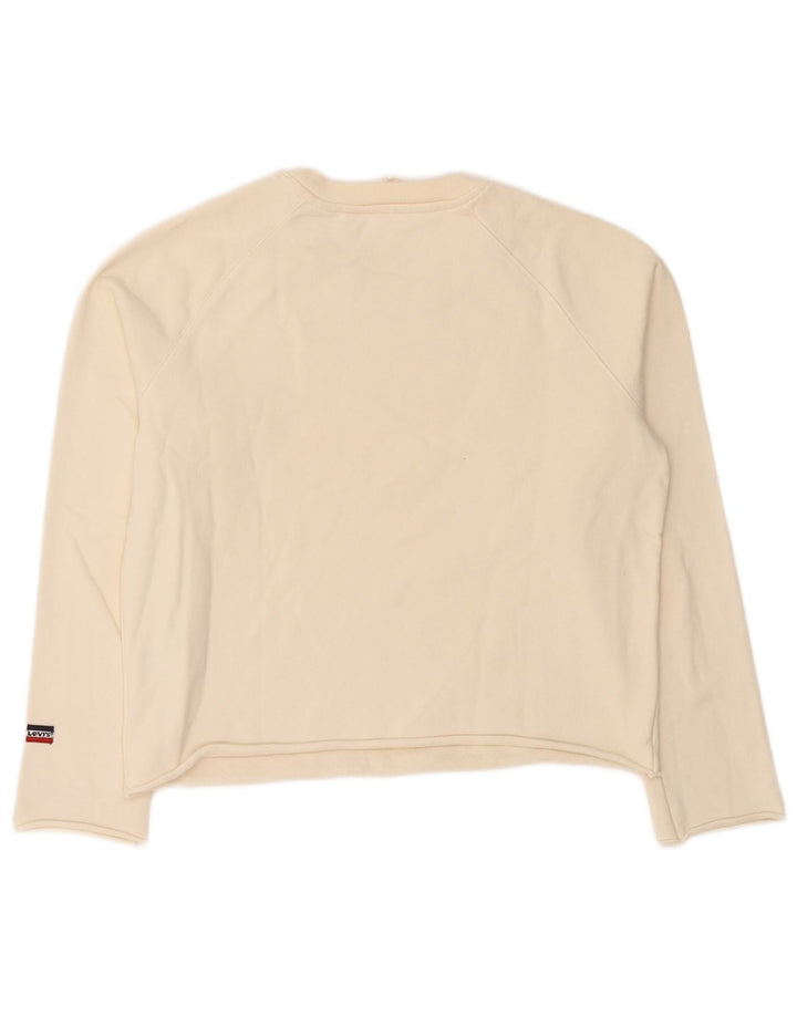 Damski sweter z grafiką Levi's UK 16, duży, z białej bawełny