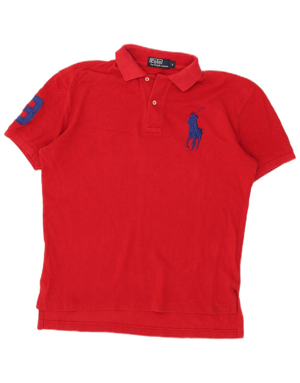 Męska koszulka polo z grafiką Polo Ralph Lauren, mała, czerwona, bawełniana