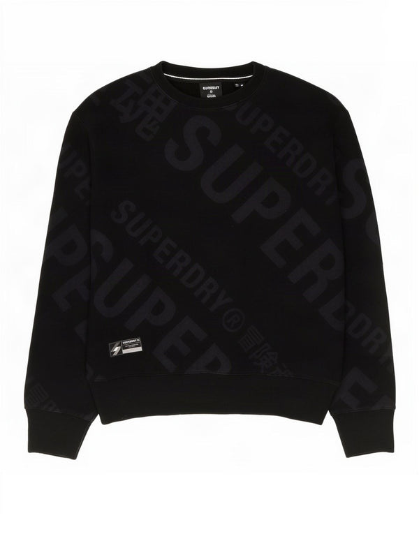 Męski sweter z grafiką Superdry, średniej wielkości, czarny, bawełniany