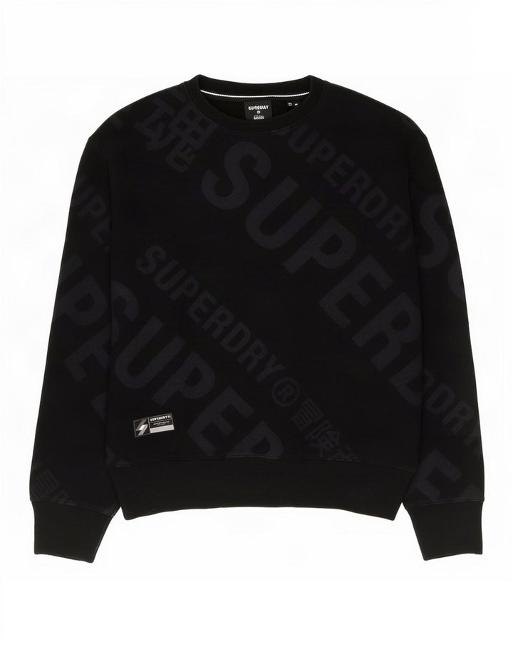 Męski sweter z grafiką Superdry, średniej wielkości, czarny, bawełniany