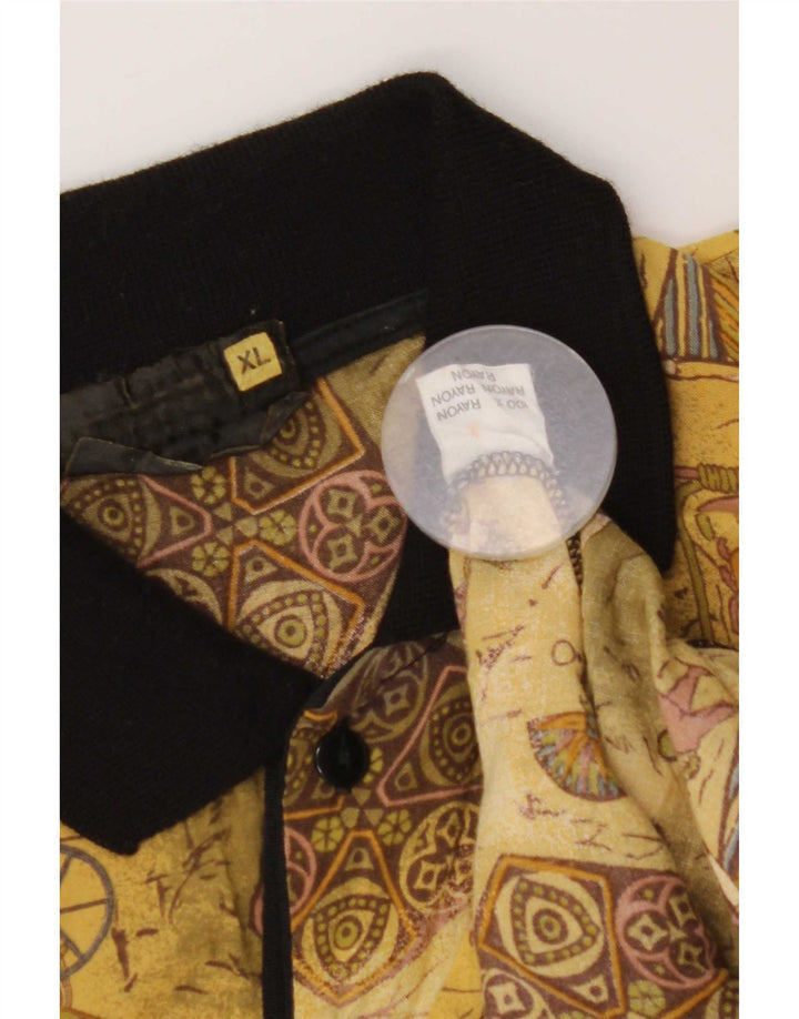 Męska koszulka polo w stylu vintage z abstrakcyjnym wzorem, XL, żółty Rayon