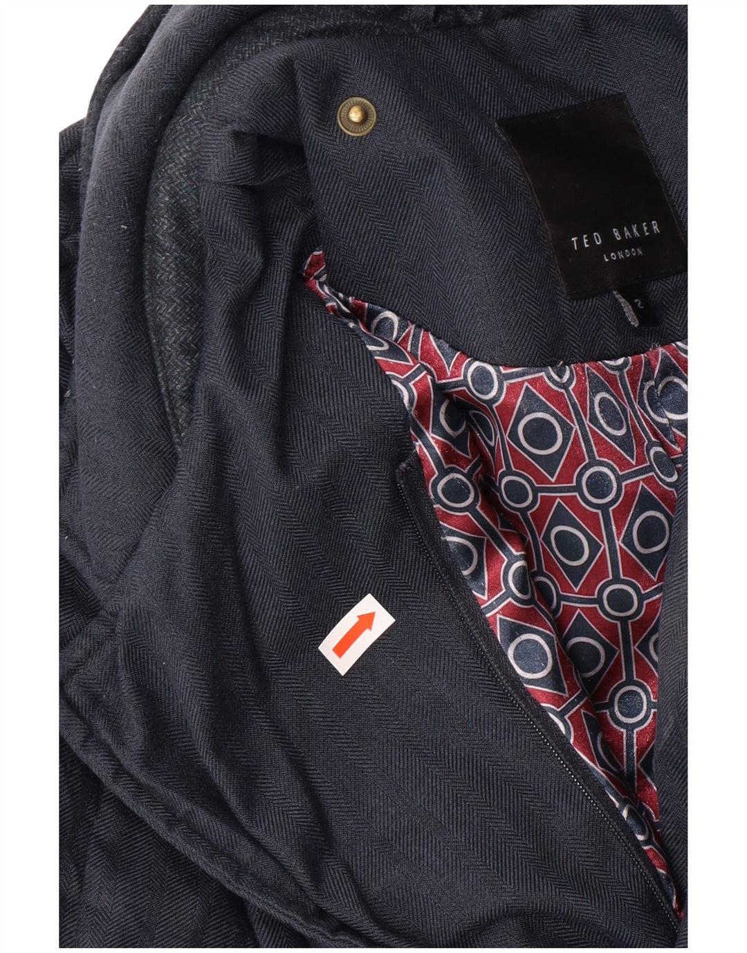 Męska pikowana kurtka TED BAKER, rozmiar 2, mała, granatowa, klasyczna w jodełkę