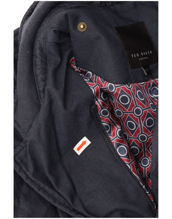 Męska pikowana kurtka TED BAKER, rozmiar 2, mała, granatowa, klasyczna w jodełkę