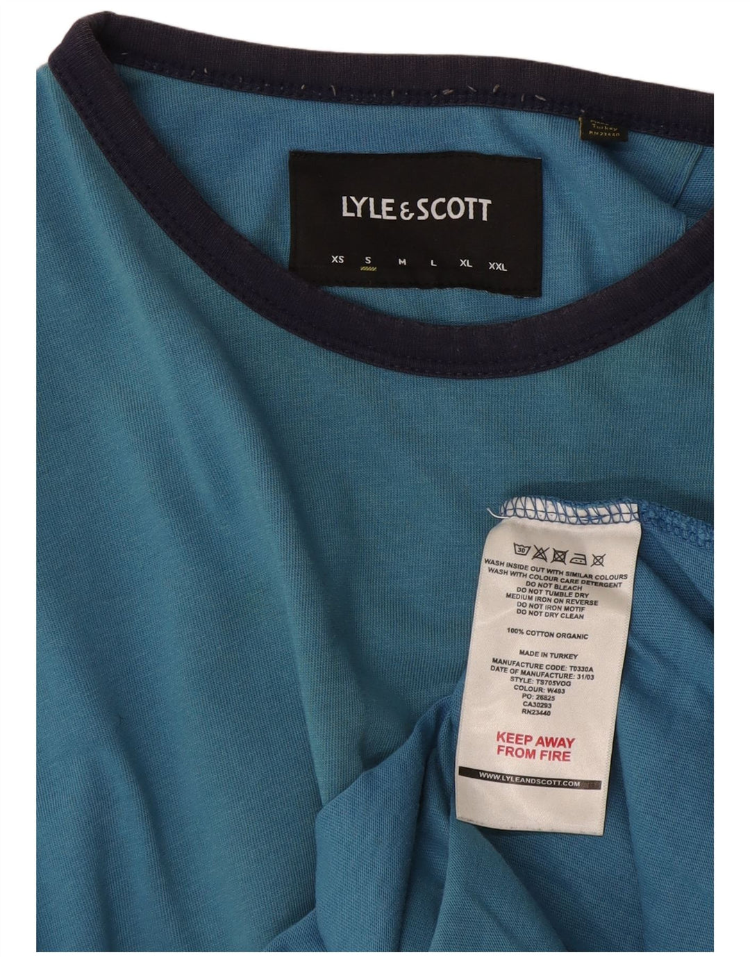 T-shirt męski Lyle & Scott, mały, niebieski, bawełniany z blokami kolorów