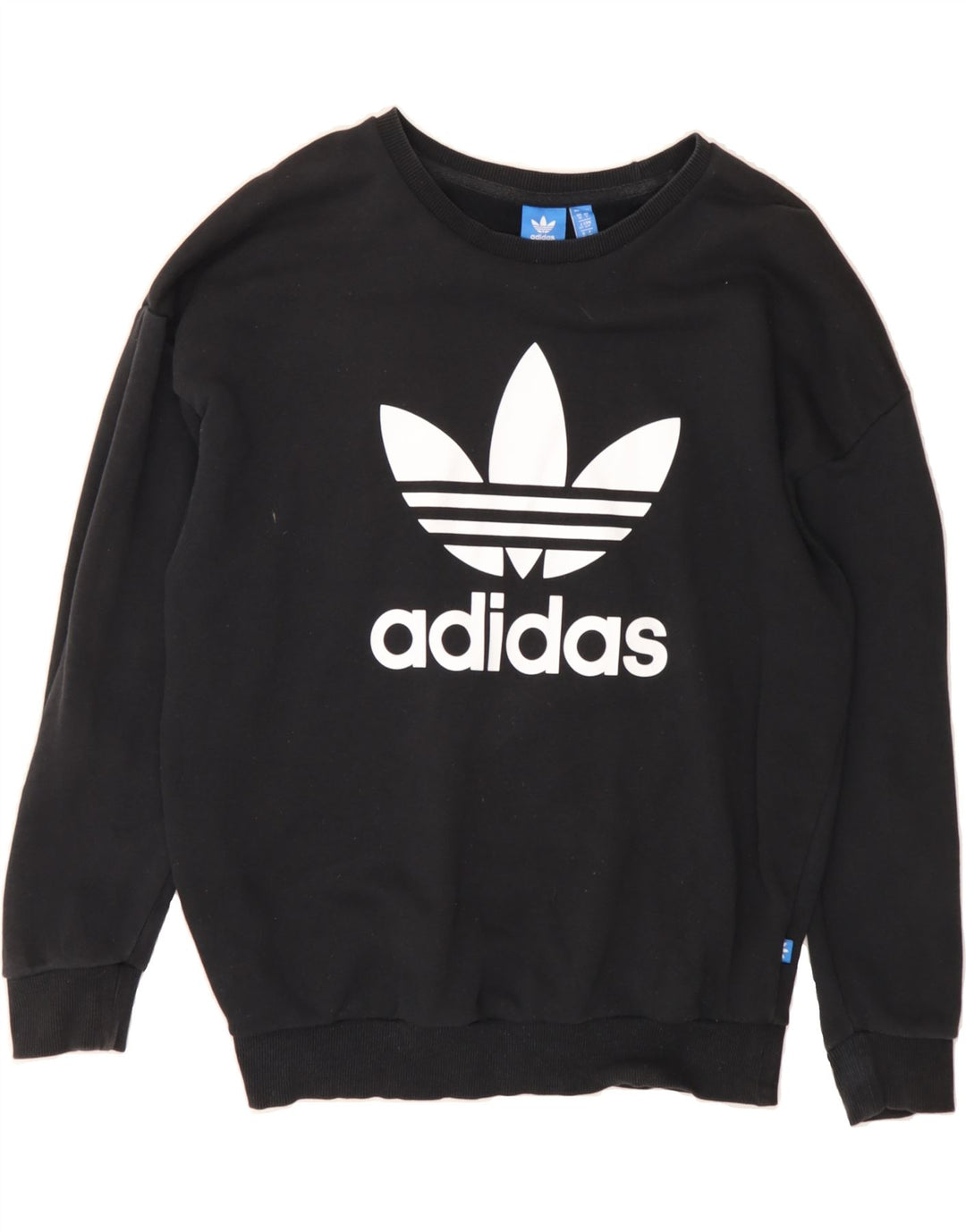 ADIDAS Womens Oversized Graphic Sweatshirt Jumper UK 10 Small  Black Vintage Adidas and Second-Hand Adidas from Messina Hembry 