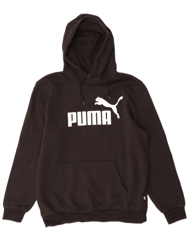 Męski sweter z kapturem i grafiką PUMA, średni czarny, bawełniany