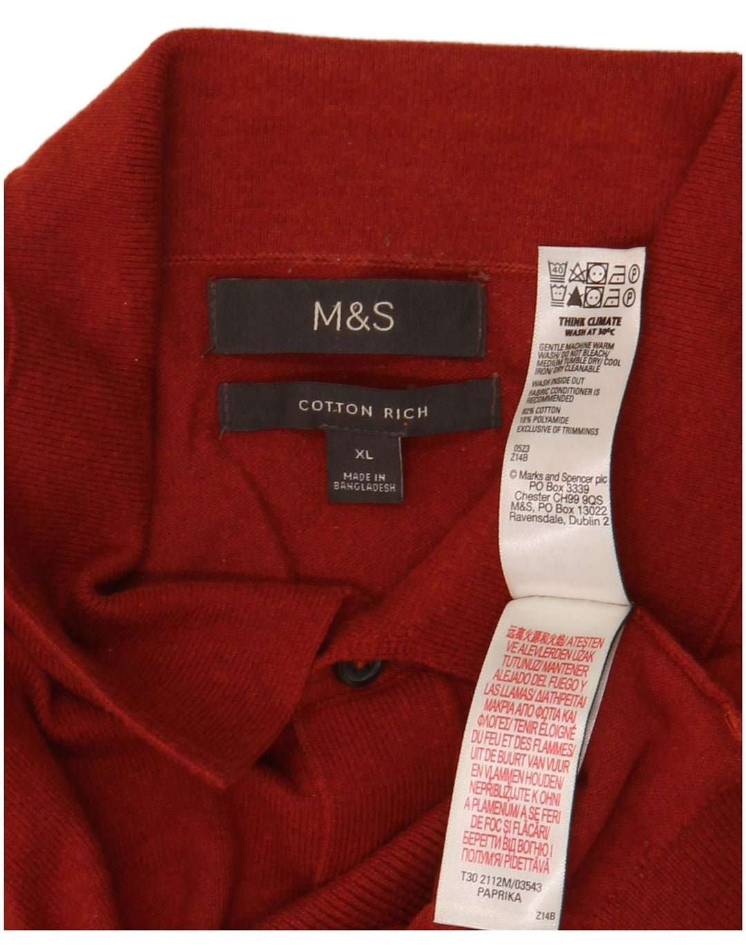 Marks & Spencer Męski sweter polo XL, czerwony, bawełniany