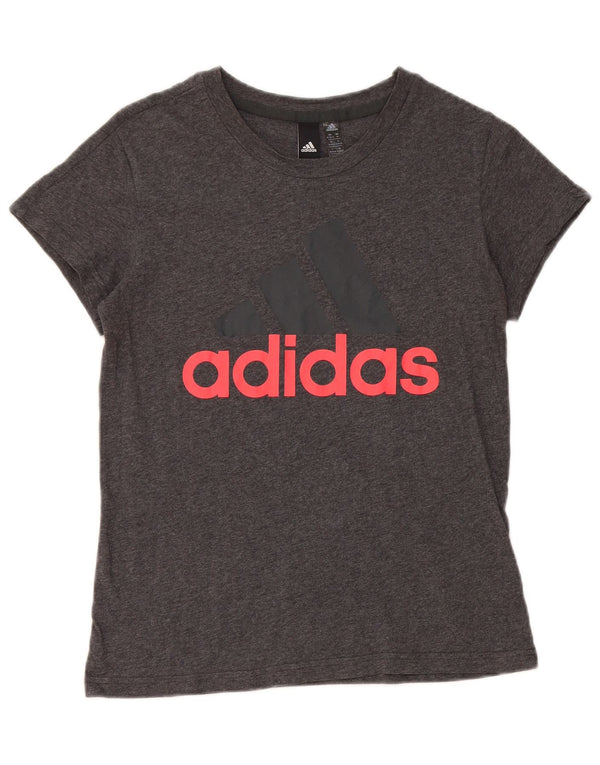 Damska koszulka graficzna Adidas Top UK 12/14 Średnia szara bawełna