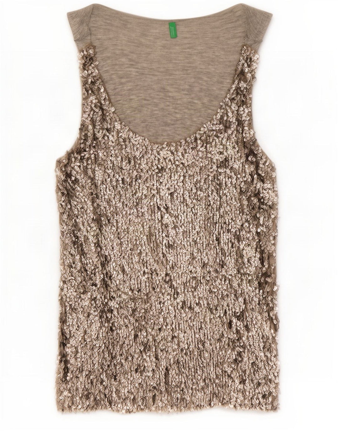 Damski top z cekinową kamizelką Benetton UK 14, średnioszara wiskoza