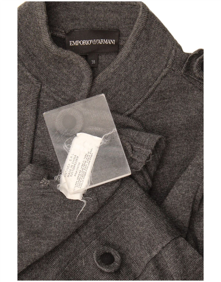 Damski sweter rozpinany z podwójnymi piersiami Armani IT 38 XS Szara wełna
