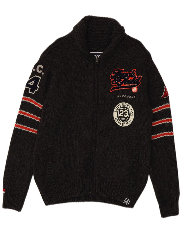 Męski sweter kardigan Superdry Graphic XL w szare, akrylowe paski