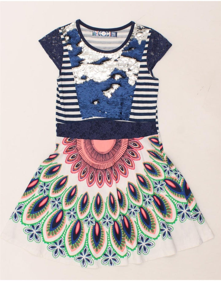 DESIGUAL Girls Basic Dress 11-12 Years Multicoloured Floral Cotton Vintage Desigual and Second-Hand Desigual from Messina Hembry 