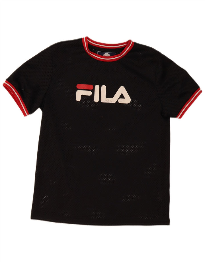 Chłopięcy T-shirt z grafiką FILA, 13-14 lat, czarny poliester