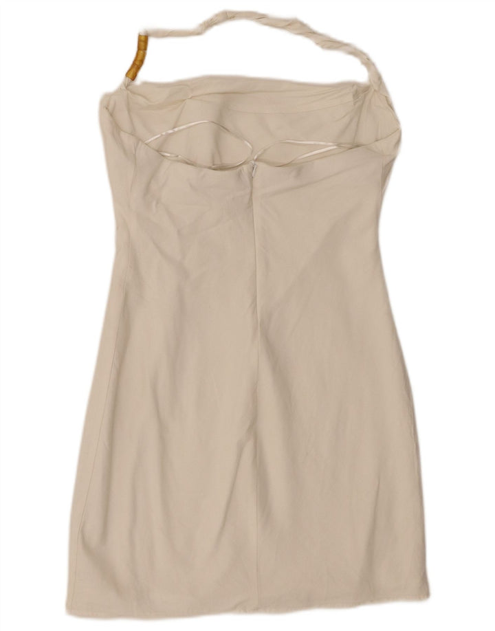 Sukienka damska Zara Mini Halter UK 14, duża, biała wiskoza