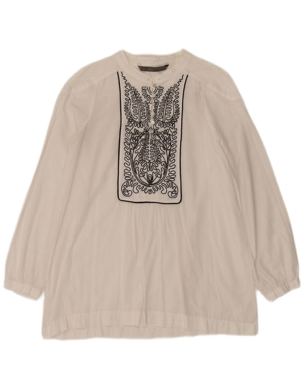 Damska tunika oversize z długim rękawem Zara UK 6 XS w białe kwiaty